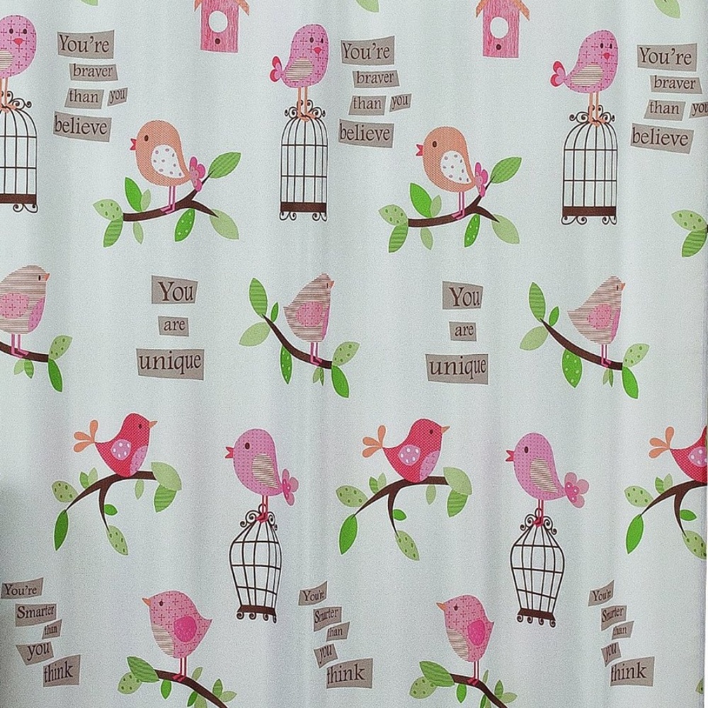 Inspirational Tweets Birds Birdcage Fabric Shower